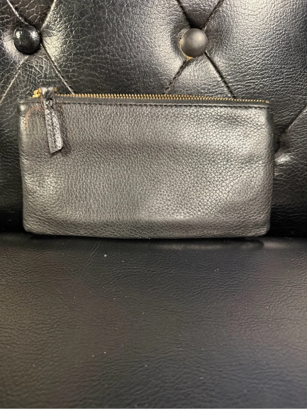 Fossil Black Pebble Leather Zip Wallet